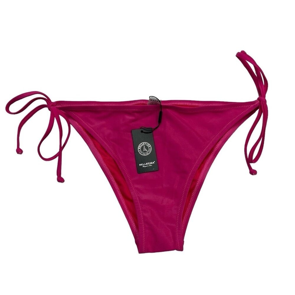 Relleciga String Bikini Bottom Hot Pink Tie Sides Cheeky L Resort Vacation Pool